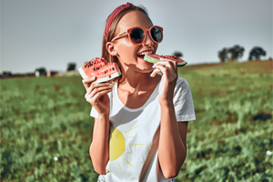 Ray of Sunshine shirt on model in the field